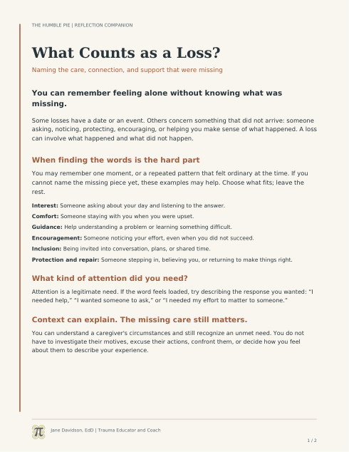 Preview of the What Counts as a Loss reflection companion